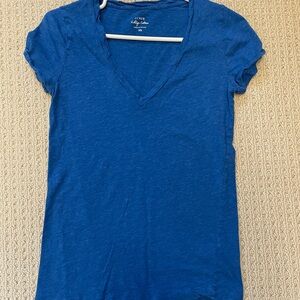J. Crew Women's Blue Vintage Cotton V-Neck Top